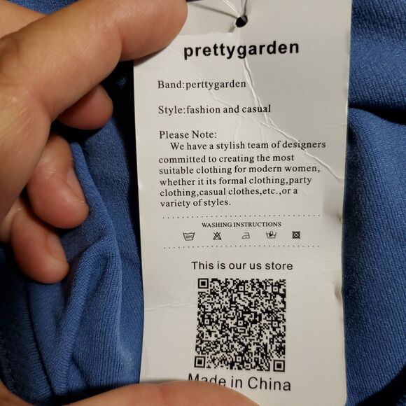 PRETTYGARDEN Long Lantern Sleeve Crewneck Tie Waist Knit Cocktail Dress Size XL - Picture 9 of 12